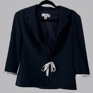 Vintage Tie Front Ribbon Trim Blazer Jacket Sz 12